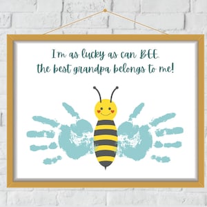 Printable Handprint Art | I&#39;m as Lucky As Can Bee, The Best Grandpa Belongs To Me | Instant Digital Download