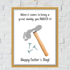 Printable Handprint Art | When it Comes to Being a Great Daddy, You Nailed it | Happy Father&#39;s Day | Instant Digital Download