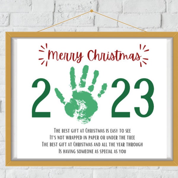 Printable Handprint Art | Merry Christmas 2023 | Instant Digital Download