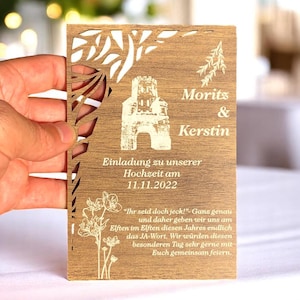 30-tlg. Personalisierte Laser gravierte rustikale Hochzeitseinladung, anpassbare Einladung aus Holz, Save the Date aus Holz 10 x 15 cm (4 'x 6')