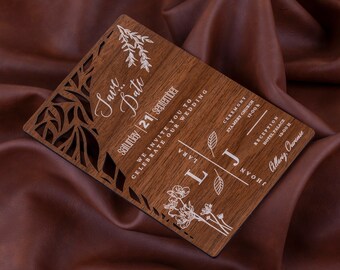 Wedding Invitation Burgundy, Wedding Invitation greenery burgundy, Wood Wedding Invite, Burgundy Wedding Invitation