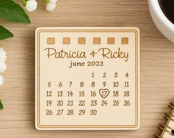 Rustic Wood Save the Date Magnet: Personalized Wedding Favor