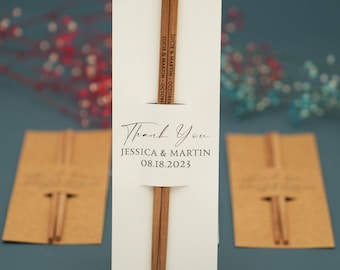 Palillos personalizados, Ahorre la fecha, Palillos de favor de boda, Palillos grabados, Regalo de boda, Favores de boda para invitados a granel