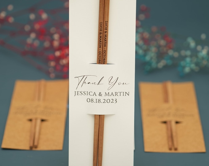 Personalized Bamboo Chopsticks, Engraved Wedding Favors, Save the Date
