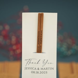 15 Personalized Laser Engraved Bamboo Chopsticks: Wedding Favors