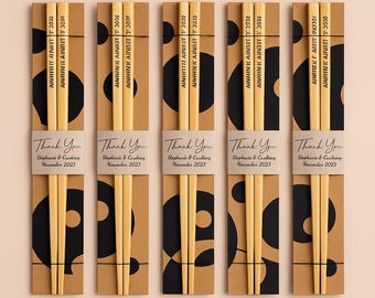 Personalized Bamboo Chopsticks Set: Custom Wedding Favors, Engraved Names (15 Pcs.)