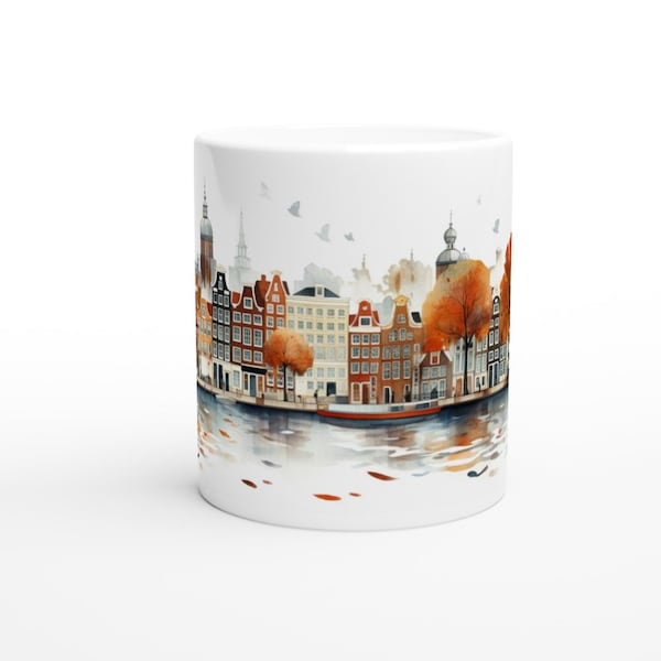 Amsterdam Ceramic Mug -  Amsterdam City Gift - Amsterdam City Print - Amsterdam Art - Coffee Lover Gift.