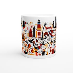 Ceramiczny kubek z Nowym Jorkiem - Panorama Nowego Jorku - Prezent z Nowym Jorkiem - Wydruk z Nowym Jorkiem - Sztuka Nowego Jorku - Prezent dla miłośnika kawy.