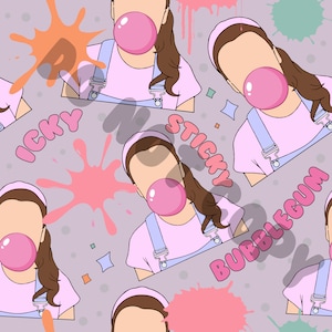 Icky Sticky Bubblegum, Ms Rachel inspired | kids videos | baby learning *seamless *repeat pattern *png