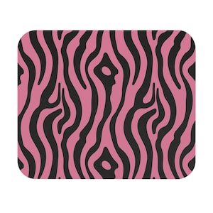 Pink Zebra Stripe Mouse Pad | Retro Animal Print Desk Mat