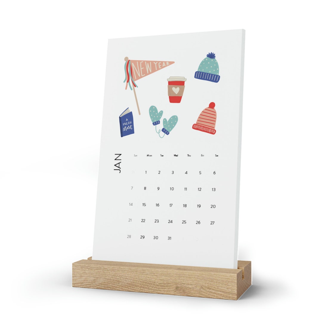 Illustrated Desk Calendar 2024 Christmas Version Etsy