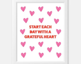 Grateful Heart Watercolor Art Print 8x10 (unframed)