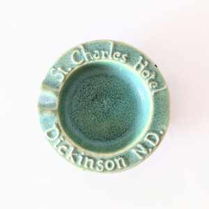 Vintage St. Charles Hotel Ashtray, Dickota Pottery, Dickinson North Dakota
