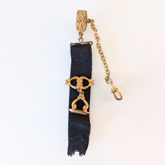 Antique Watch Chain, Grosgrain Ribbon with Intagli