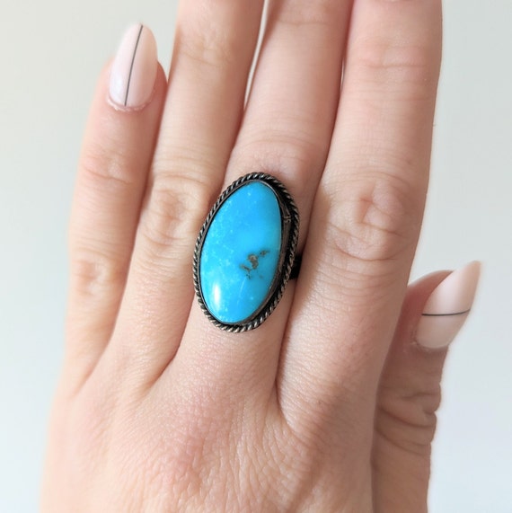 Vintage Turquoise Statement Ring, Southwestern St… - image 1