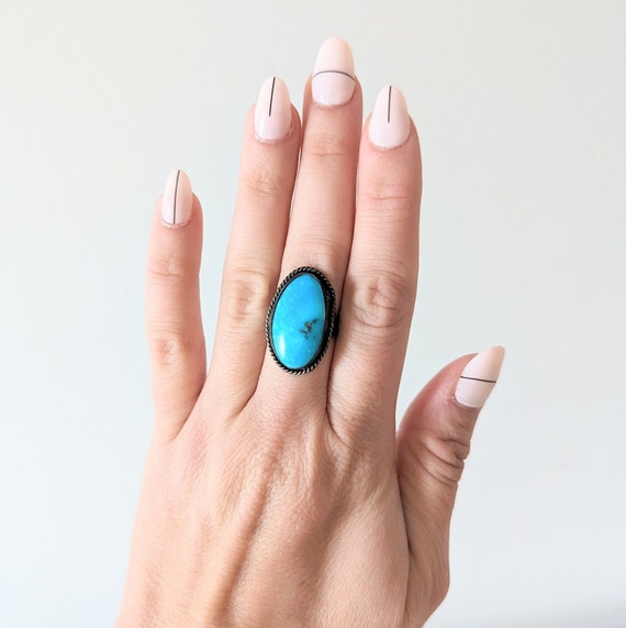 Vintage Turquoise Statement Ring, Southwestern St… - image 8