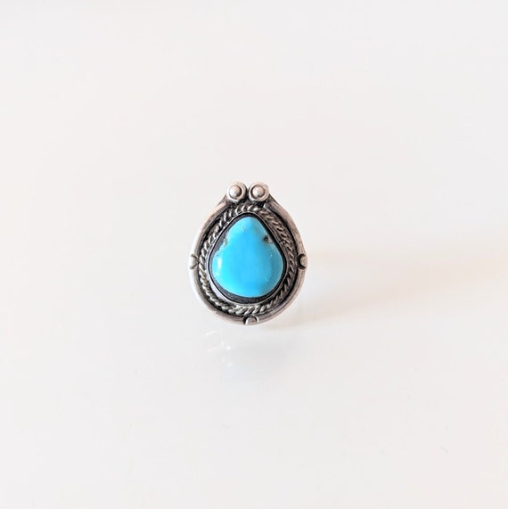 Vintage Turquoise Silver Native American Ring, Si… - image 2