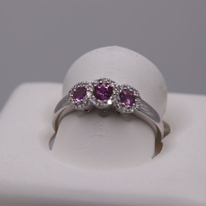 Pink Sapphire Diamond Ring. Natural Gemstone, VS1 clarity, 14Kt White Gold Band