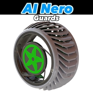 May include: A gray fan guard with a green five-pointed star in the center. The guard is designed to protect the fan blades from objects and fingers. The text "AI Nero Guards" is visible at the top of the image.