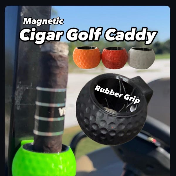 Magnetic Cigar Golf Caddy Holder - Rubber Grip - Secure - N52 Very Strong Magnet ~12lb force