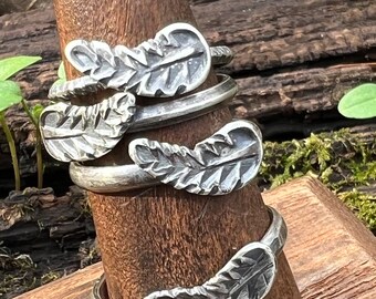 Feather Sterling Silver Stacker Rings