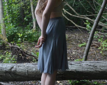Beautiful Feminine Flowing Vintage Gray Silk Midi Skirt