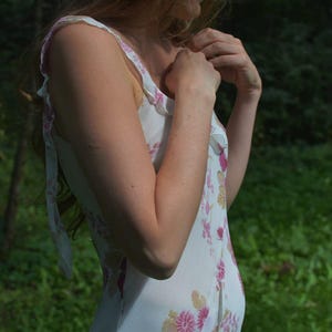 Y2K Floral Bias Cut Midi Vintage Camisole Dress/night Gown/slip Dress
