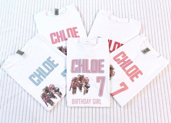 ROBLOX THEME GIRLS PERSONALISED BIRTHDAY T-SHIRT ANY NAME,NUMBER, FONT  COLOUR