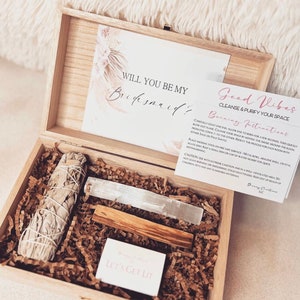 Pudełko na zaręczyny dla druhny Sage | Pudełko na zaręczyny dla druhny Energy | Pudełko na zaręczyny Good Vibes | Druhna Palo Santo, Prezent dla druhny Good Energy