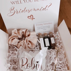 Bridesmaid Proposal Box | Bridesmaid Tea Proposal Box | Bridesmaid Gifts | Bridesmaid Proposal Box with Glass Mug