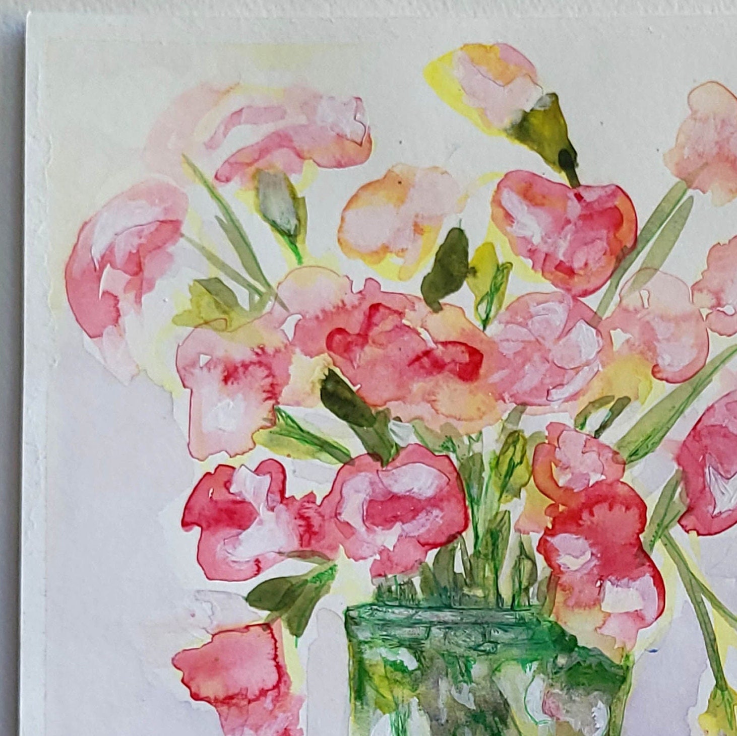 Original Art Flower Painting Pink Flower Painting Watercolor Flowers ...