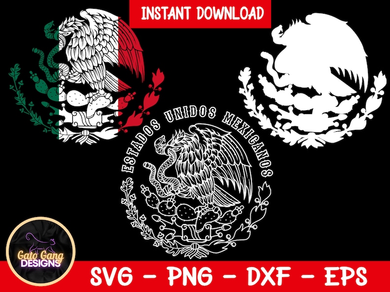 Mexico SVG | Mexico Coat of Arms Bundle | Eagle | Mexico Flag Svg | Mexican Seal | Mexico Flag Clipart | Cricut Cut File | PNG | DXF image 1