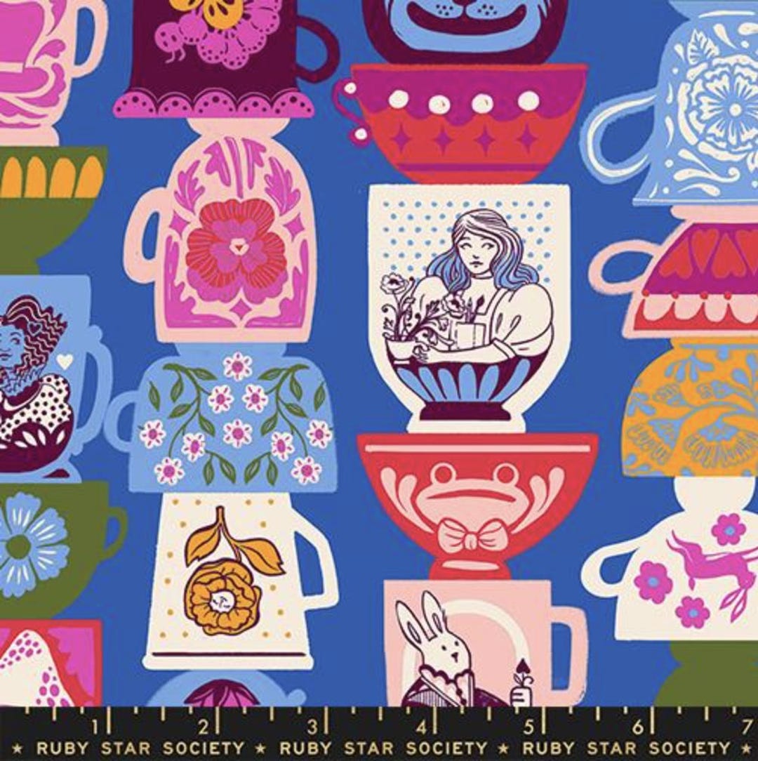 Fabric Hello Alice Blue Ribbon, Ruby Star Society, Moda, Sarah Watts - Etsy