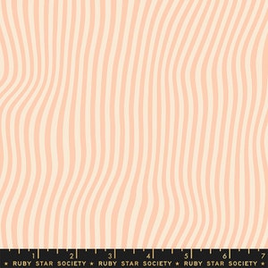 May include: Abstract wavy striped pattern in peach and cream colors. The pattern is continuous and repeats throughout the image.