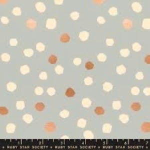 Ruby Star Society Chunky Dots Fabric: Pewter Metallic Cotton