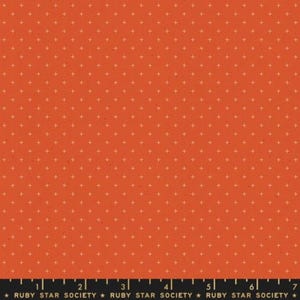 May include: Orange fabric with a white plus sign pattern. The fabric has a subtle texture and is perfect for quilting, sewing, and crafting.