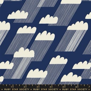 Fabric, Water - Rainclouds - Navy, Fabric by the yard, Ruby Star Society, Moda, Sewing, Quilting, Embroidery