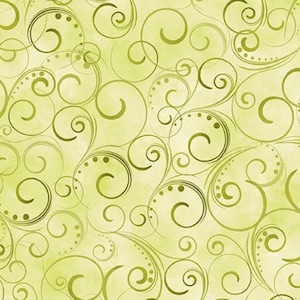 108&quot; Moss Green Swirling Cotton Fabric: Wide Quilt Backing by Benartex