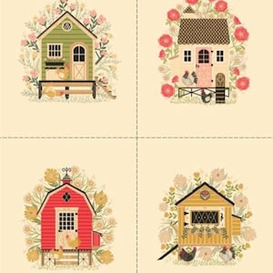 The Henhouse Panel Cloud Fabric by Gingiber | Moda Fabrics Yardage | Farmhouse Chicken Quilt Fabric