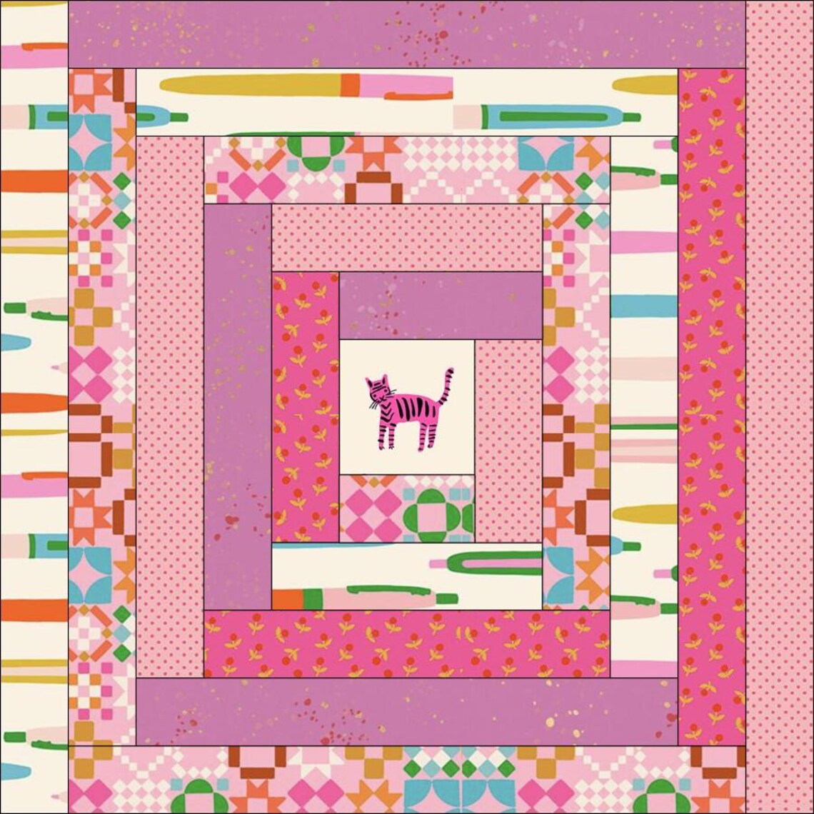 Modern Log Cabin Quilt Block Pattern | FPP Design (digital PDF) - Etsy
