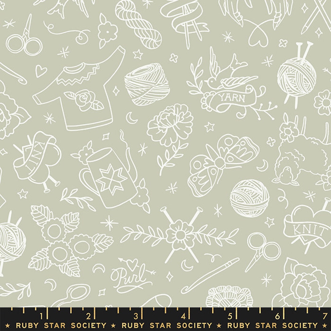 Purl Yarn Flash wool Fabric: Knitting Theme 100% Cotton Etsy