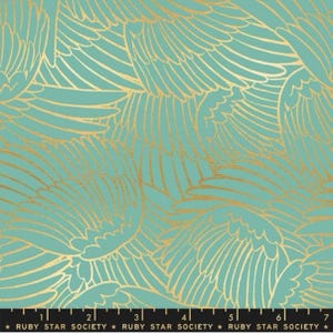 Ruby Star Society Florida Fabric: Green Metallic Wild Wings Cotton