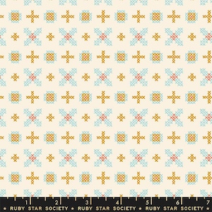 Fabric, Winterglow-Cross Stitch-Natural, Ruby Star Society, Moda, Quilting, Sewing, Fabric by the Yard, Cotton, Cream, Crafts, Projects