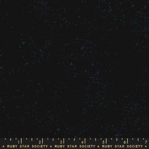 May include: Black fabric with a speckled pattern in shades of gray and blue. The fabric has a dark background and a subtle, textured appearance. The text "RUBY STAR SOCIETY" is printed at the bottom.