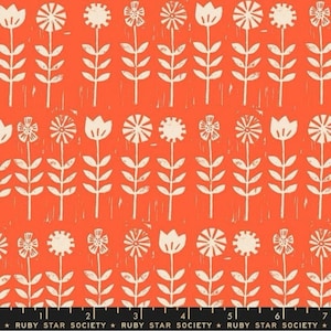 Ruby Star Society Cotton Fabric: Darlings 2-Florida, Orange Floral Print