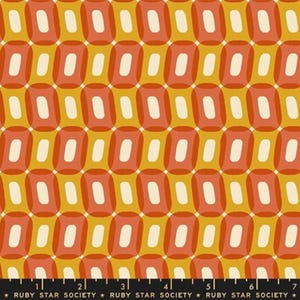 Ruby Star Society Cotton Fabric by the Yard: Retro Ooos Rust Design