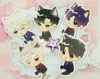 Love and Deepspace Cat Butler Xavier Zayne Rafayel Sylus Caleb Stickers | Glossy Vinyl