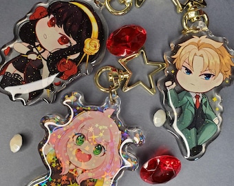 Spy Anime Acrylic Charm | Loid, Yor, Anya, Glitter & Holographic