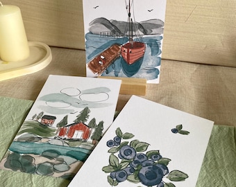 Mini Art Prints 3-piece set with Nordic motifs