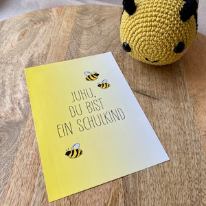 Einschulungskarte mit Bienen in Aquarelloptik | Glückwunschkarte zum Schulanfang
